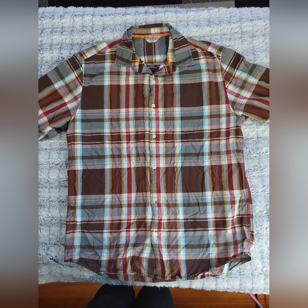 Old Navy Large Brown‎ Plaid Shirt
